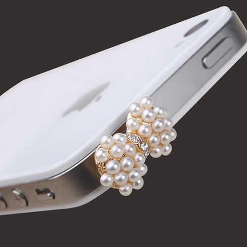 Decoration for headphone jack Bow with rhinestones