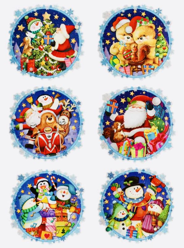 Christmas round sticker (3D)