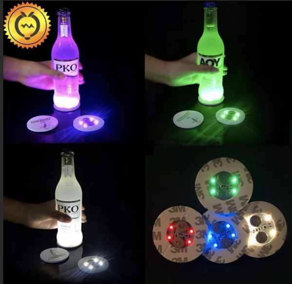 Glowing stand for glasses, bottles, dishes