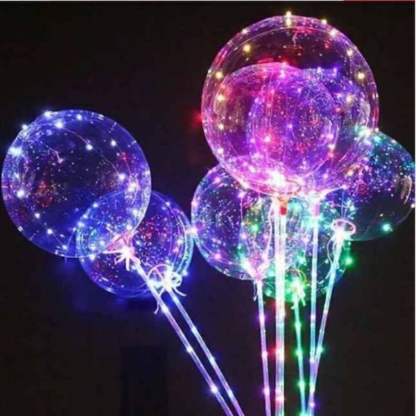 Glowing LED balloon on a stick